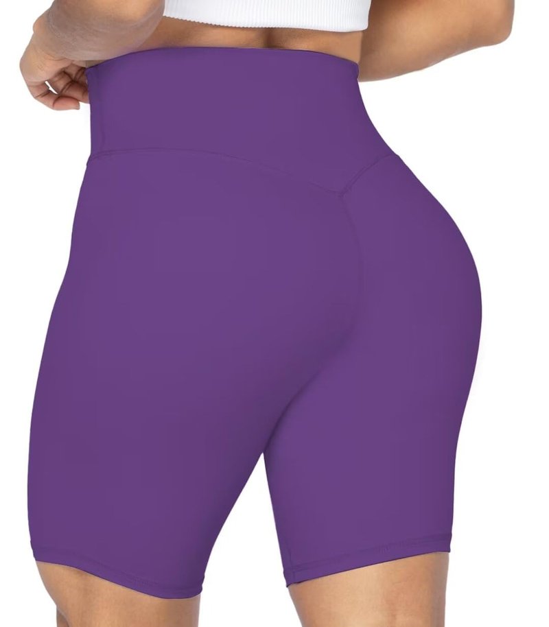 Sunzel No Front Seam High Waist Biker Shorts for Women, Squat Proof Yoga Workout Gym Bike Shorts 8" Inseam Petunia X-Small