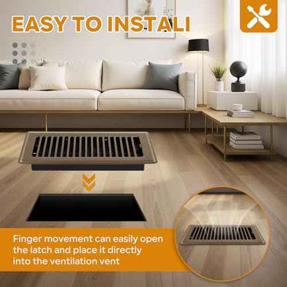 Floor Register 4x10, 12 Pack Brown Floor Vent Covers for Home Floor Heavy Duty Steel Walkable Floor Vents Air Vent Covers for Sidewall and Floor