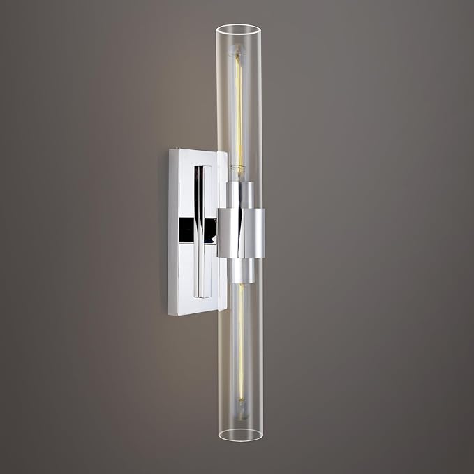 Bathroom Vanity Light Fixtures, Glass Tube Wall Sconces, Brushed Brass Base, Bathroom Wall Lights, Bedroom Bedside Wall Light, Wall Lamp For Dressing Table, Living Room, Hallway, Bulb Included