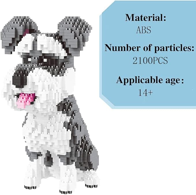 Mini Dog Building Blocks Pet Building Toy Bricks Micro Mini Blocks 3D Puzzle Building Blocks Set Toys Gifts for Kids or Adult Schnauzer (Big) 2100PCS