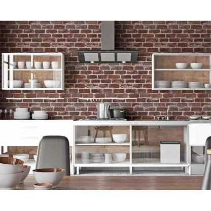 Red Brick Wallpaper Peel and Stick Realistic Distressed Textured Rock Stone Self Adhesive Contact Paper Embossed Vintage Removable Vinyl Wall Paper Faux Brick Look Wall Covering 118inch