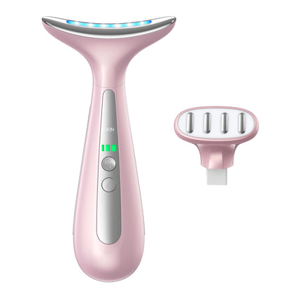 Facial and Neck Massager for Face, Neck - Skin Lifting & Firming - Wrinkle & Dark Circle Reducer - at Home Skin Care Face Sculpting Tool and Neck Massager-Pastel Pink