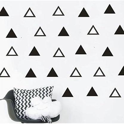 64PCS Vinyl Triangle Wall Decals, Removable Geometric Stickers for Kids Bedroom, Nursery or Living Room, Solid Hollow Tribal Pattern Easy Peel and Stick Decor AM162 (Black)