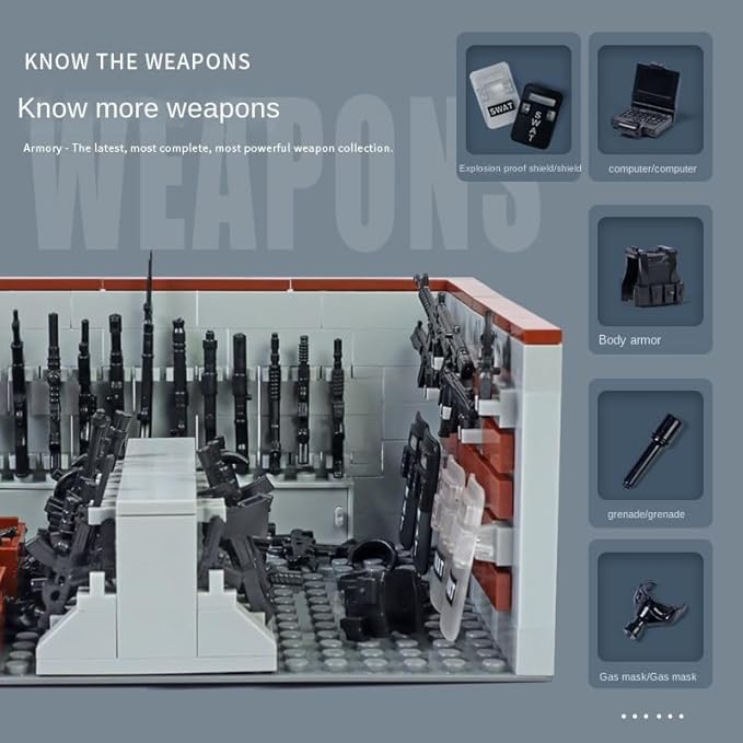 ELEFOCUS WW2 Military Base Building Blocks Set – 520 PCS Army Weapons Pack with SWAT Gear Miniguns Custom Guns and 10 Soldier Figures – Kids Army Playset Compatible with Major Brands