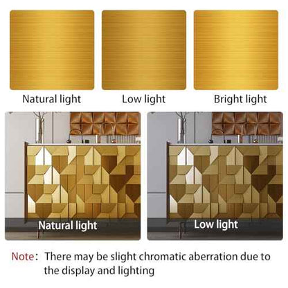 Gold Stainless Steel Wallpaper Self-Adhesive Cleanable Removable Peel and Stick Refrigerator Speaker Dryer Cabinet Oven Appliances Furniture Renovation Kitchen Glitter Wallpaper 17.71" X 78.7"