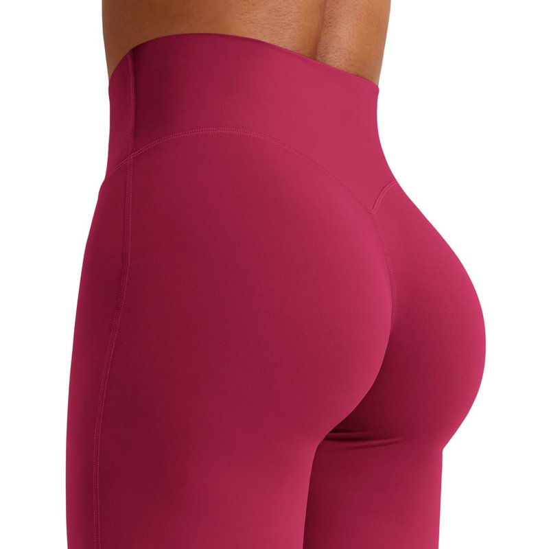 YEOREO Workout Leggings Womens No Front Seam Straight Leggings 29" High Waist Buttery Eddiy Gym Yoga Pants Ruby Red M