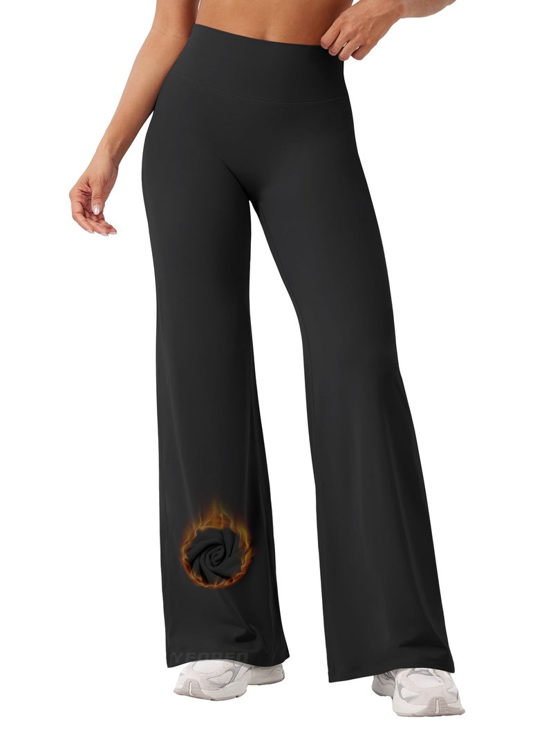 YEOREO Workout Leggings Womens No Front Seam Straight Leggings 31.5" Thin Fleece High Waist Buttery Eddiy Gym Yoga Pants Black XL