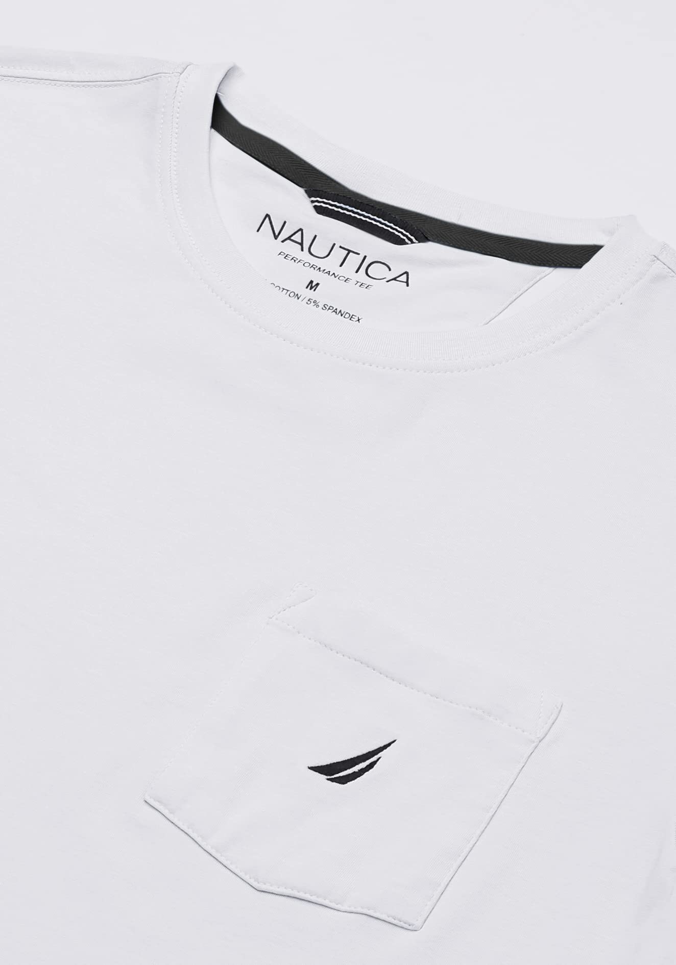 Nautica Men's Solid Crew Neck Short Sleeve Pocket T-Shirt, White, Large