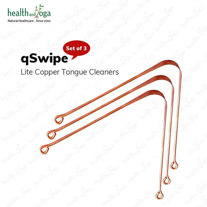 HealthAndYoga™ qSwipe Lite Copper Tongue Cleaners (Pack of 12) – Prevents Bad breath, Improves taste- Flexible, Curved ends provide good grip – Complete Oral Care/Hygiene for Travel/Office/Home