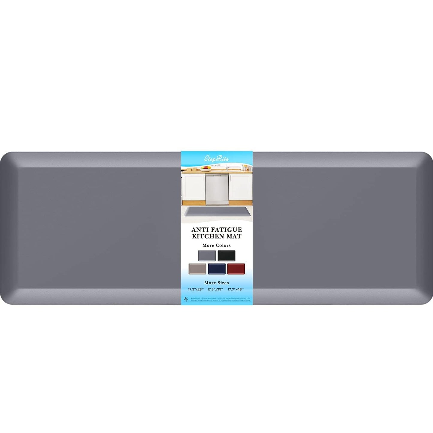 StepRite 4/5 Inch Thick Kitchen Mat Anti Fatigue Mat Kitchen Rugs Kitchen Decor Non-Slip, Stain & Water Resistant, Kitchen Mats Desk Mat for Kitchen, Office, Workshop, Grey, 17'' x 47''
