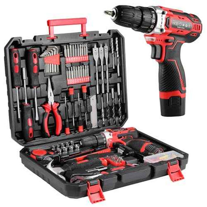 TLGREEN 138 Pcs Tool Set with 12V Cordless Drill ?Power Hand Tool Kit with Magnetic Drill Bit Set, 2-Speed Control & Fast Charging,Home Tool Kit for DIY, Repairs,Lightweight Toolbox for Men & Women