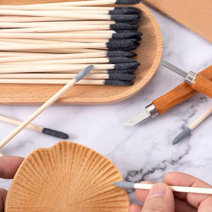 ANCIRS 20 Pcs Sanding Sticks, 5.5in Double End Matchsticks Sanding Twigs, 150/280 Grit Fine Detailing Polishing Stick, Flexible Sanding Tools for Plastic Models, Tight Spaces (Black&Gray)