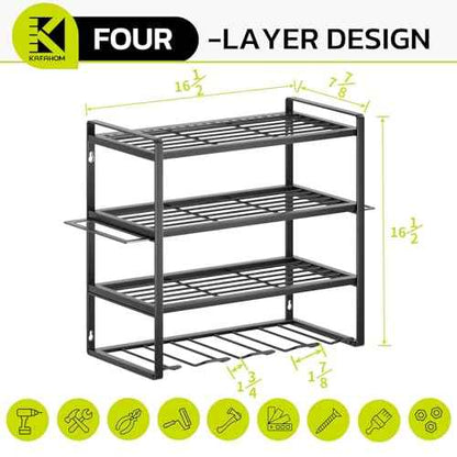 KAFAHOM Power Tool Organizer, Garage Tool Organizers and Storage,Drill Holder Wall Mount, Storage Rack for Cordless Drill, Heavy Duty Tool shelf with Screwdriver Holder/Pliers Holder/Hammer Holder