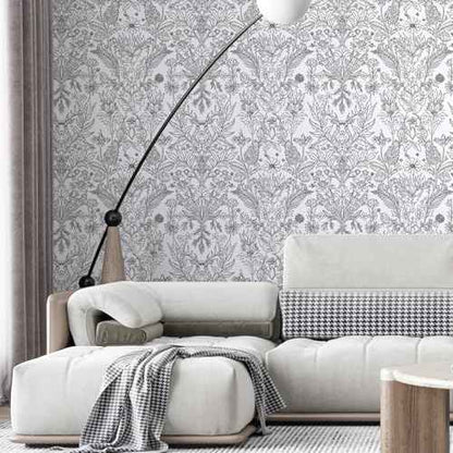 Black and White Deer Wallpaper 17.3"¡¿120" Nature Plant Peel and Stick Wallpaper Contact Paper Removable Self Adhesive Vinyl Wall Paper for Bedroom Living Room Cabinet