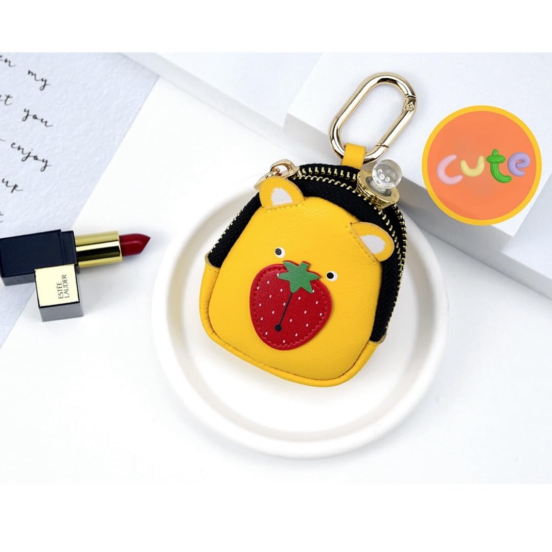 Tomcrazy Coin Mini Backpack Palm-Sized Bag PU Leather Carrying Case for AirPods Pro 2 1 3 4, Sony LinkBuds S WF-L900 WF-1000XM4 Cover, Galaxy Buds, Keys,Access Card Keychain (Yellow)