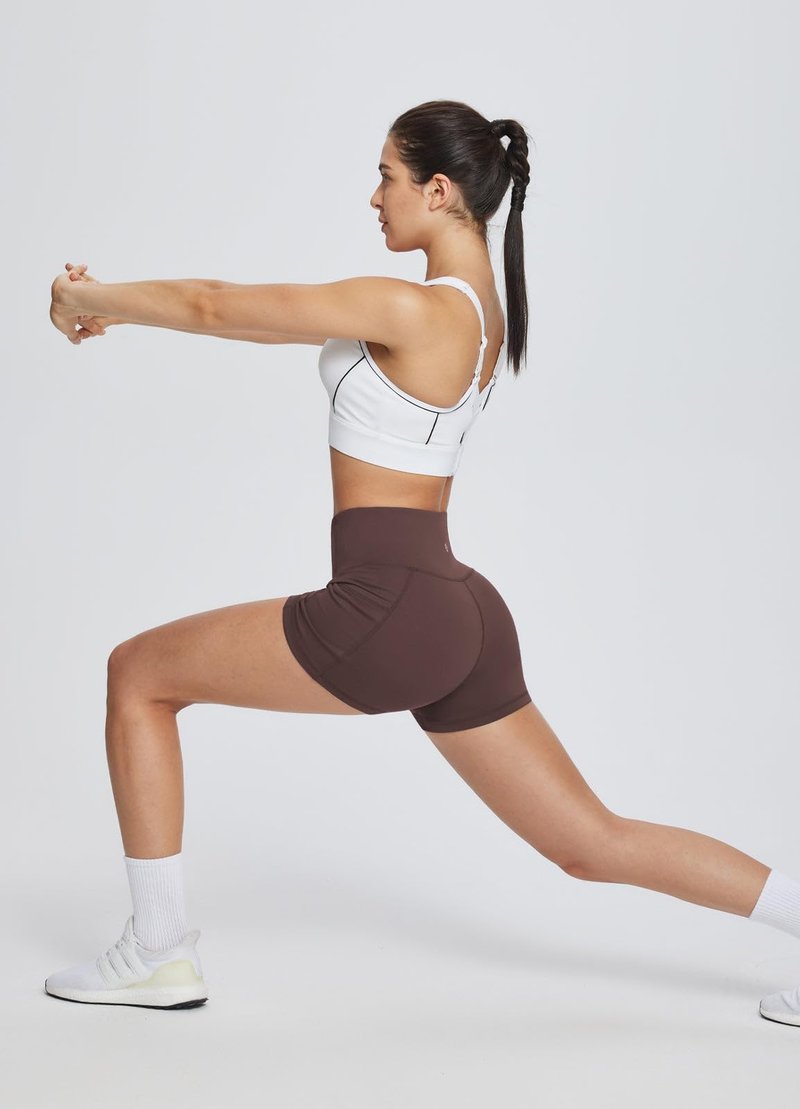 baleaf Gym Shorts Women 3" Biker Workout Yoga Spandex Running Volleyball Tummy Control Compression with Pockets Brown XXXL