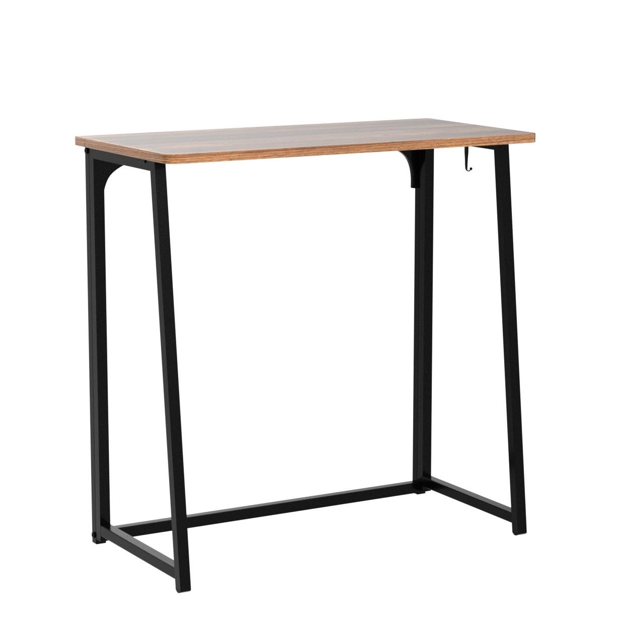 WOHOMO Folding Desk for Small Spaces, 31.5 Inch Foldable Computer Desks, Small Desk for Home Office, Study, Bedroom, Space Saving Writing Work Computer Table, Easy to Fold, Rustic Walnut