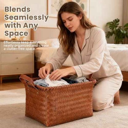 4 Pack Laundry Baskets Hampers Large Storage Baskets Clothes Hamper Woven Basket Blanket Basket Shelves Organizer Toys Closet Storage Bins for Car Bedroom Bathroom Living Room