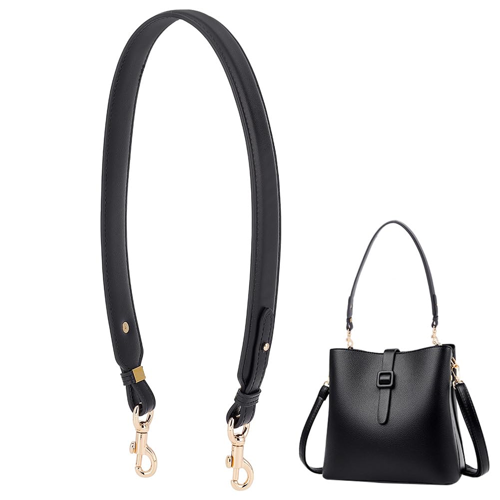 PH PandaHall Crossbody Bag Straps, 28.5 Inch Short Bag Strap Purse Strap 1.4 Inch Wide PU Leather Replacement Shoulder Strap with Golden Metal Clasps for Women DIY Underarm Bag Handbag, Black