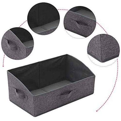 5 Pack Trapezoid Large Foldable Closet Storage Bins with Handle, Fabric Storage Organizer Cube Cloth Containers Linen Box Shelf Baskets for Clothes Clothing Shelves Wardrobe