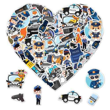 Pack 50 Pcs Police Stickers for Water Bottles Waterproof Laptop Luggage Helmet Computer Scrapbooking Teens Adults Girls Boys Cute Funny Aesthetic Sticker Packs Small Vinyl Decals