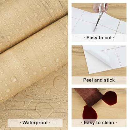Light Brown Wood Grain Contact Paper Removable Light Wood Contact Paper for Countertops Cabinets Waterproof Kitchen Countertop Peel and Stick Wooden Wallpaper Faux Oak Vinyl Wrap 15.8" x 80"