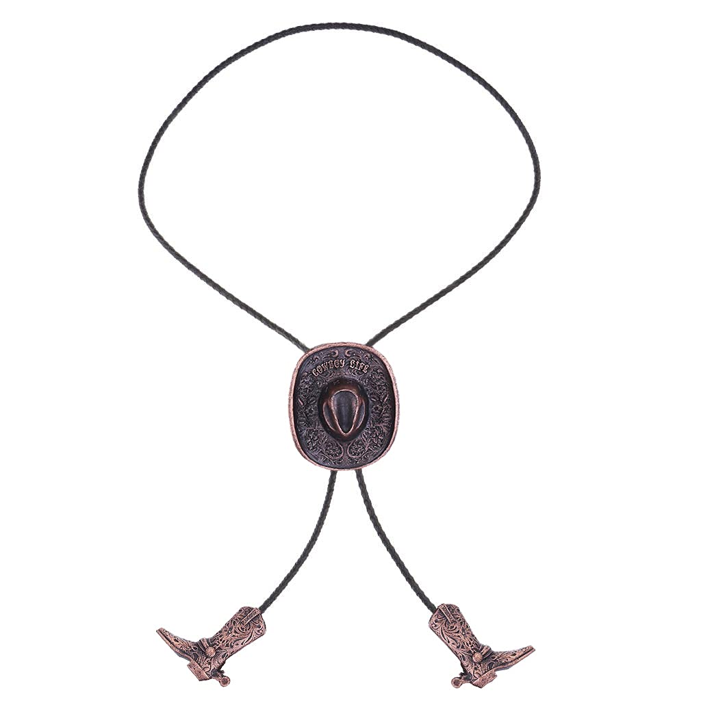 HUABOLA CALYN Western 3D Cowboy Hat bolo tie- Fashion Vintage Cowboy Knight Boots Bolo ties for Men