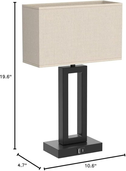 Seealle Bedroom Lamps for Night Stands - Touch Control, 3 Way Dimmable, USB C+A Charging, LED Bulbs, Easy Assembly