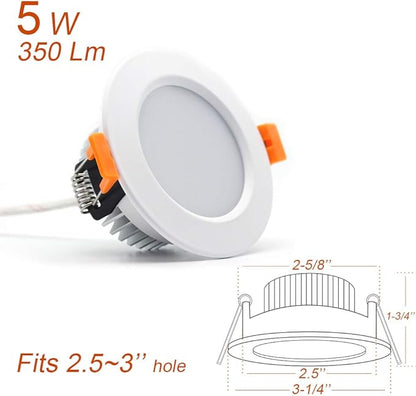 2.5 inch Dimmable LED Recessed Lighting, 5W Retrofit Downlight, 3000K Warm White, CRI 80 with LED Driver, as AC 110V Ceiling Light Fixture for Living Room, Kitchen, Bedroom, Hallway, 10 Pack