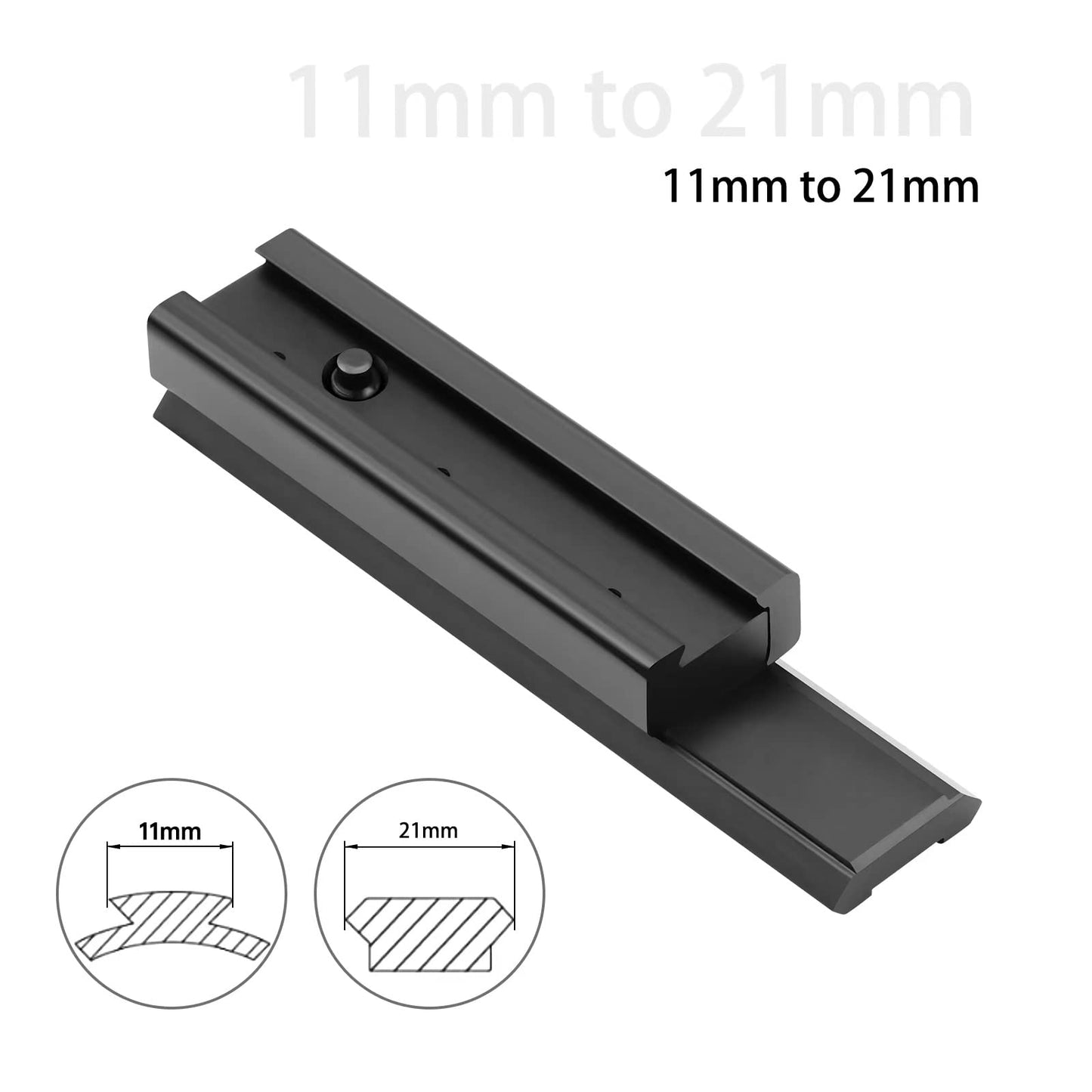 Bontok Dovetail to Picatinny Rail Adapter, 11mm Dovetail to 21mm Upgraded Build-in Locking Screws Picatinny Rail Low Profile Scope Mount Converter Base 3/8" to 7/8" Converter-9 Slots-Black-(2 Pack)