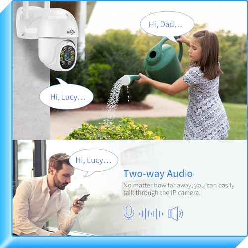 Hiseeu 2K 3MP PTZ Security Camera Outdoor,WiFi Camera, Auto Tracking&Light Alarm Floodlight & Color Night Vision,Two-Way Audio, Plug-in Cable,Compatible Wireless Camera System
