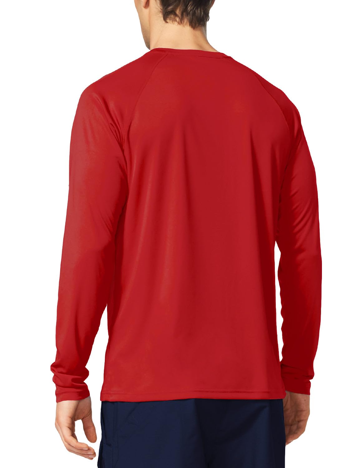 baleaf Mens UPF 50+ Sun Protection Shirts Long Sleeve Rash Guard, Quick Dry 4-Way Stretch for Fishing Swimming Surfing 01-Tomato 2XL
