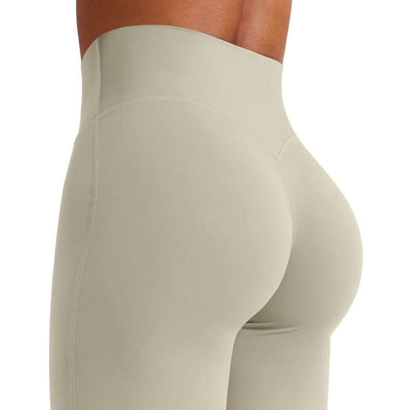 YEOREO Workout Leggings Womens No Front Seam Straight Leggings 29" High Waist Buttery Eddiy Gym Yoga Pants Light Sand M