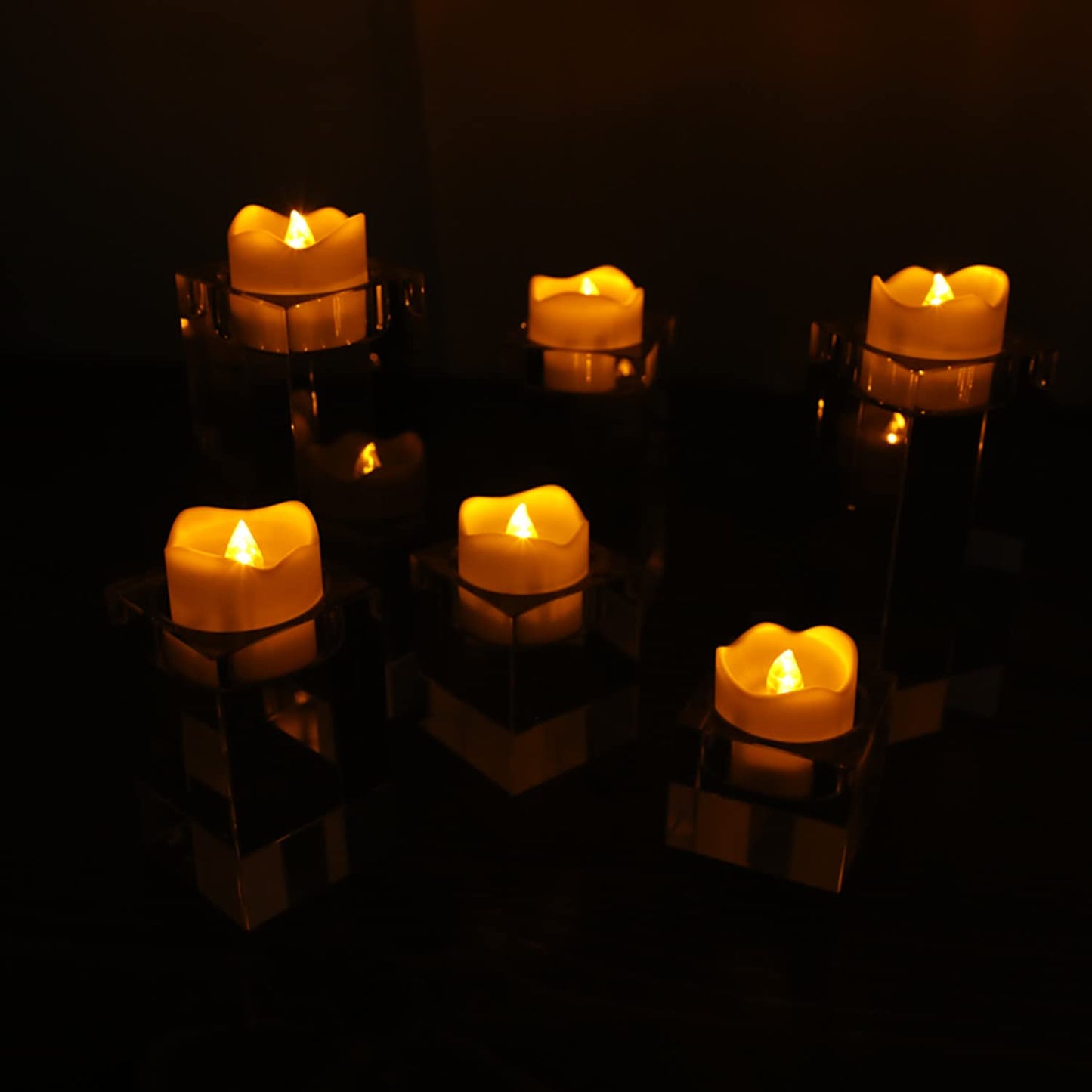 Wilrigir Flameless Votive Candles with Remote Control,CR2450 Battery Operated Tea Light with Timer,Warm Yellow LED Candles for Christmas,Halloween,Home Decoration,Pack of 12