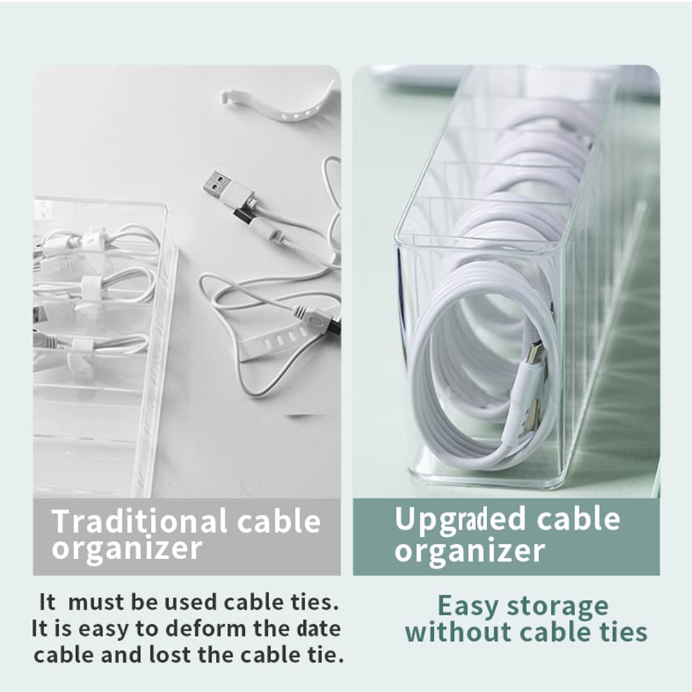 Nkocvew Charger Cable Cord Storage Organizer Box - 3 Pack With Lid - Easy Storage Without Cable Ties