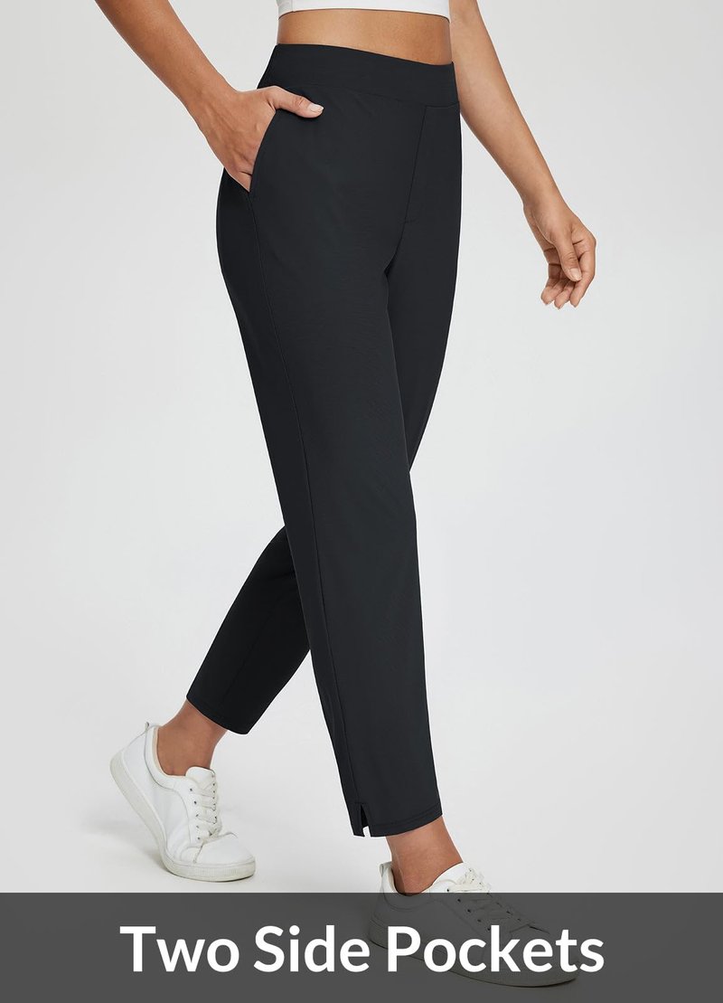 baleaf Womens Travel Pants Petite Stretch with Pockets Golf Ankle Dress Work Business Casual Slacks Fall Joggers Black L
