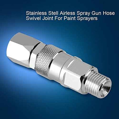 Sprayer Joint, 1/4-Inch 360 Degrees Rotate Stainless Steel Airless High Pressure Spray Gun Hose Swivel Joint Connector Accessories for Paint Sprayers & Hose