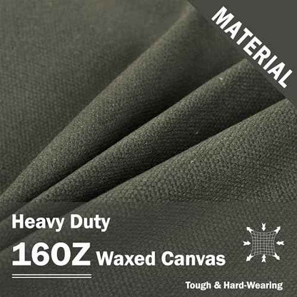 Canvas Tool Roll, Heavy Duty 16oz Waxed Canvas Wrench Roll - with Regular Tool Slots + 2 Zippered Pockets - Army Green, Portable Roll Up Wrench Organizer for Craftsman Contractor Repairman Gardener