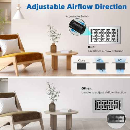 Floor Registers 6x12 Inches - 3 Pack Heavy Duty Walkable Steel Floor Vents Ease Adjust Air Flow Direction Vent Covers for Home Floor Satin Nickel Floor Vent Covers