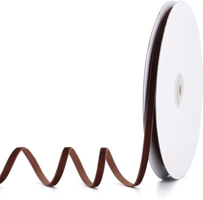 Coffee Velvet Ribbon 1/4" x 20Yd,Great for Gift Wrapping,Hair Bows Making, Wreaths,Wedding and Christmas Party Decoration(Coffee 1/4")