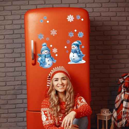 6 Sheets Christmas Wall Decals Winter Snowman Snowflake Christmas Stickers Decals for Window Door Christmas Winter Wonderland Wall Decoration