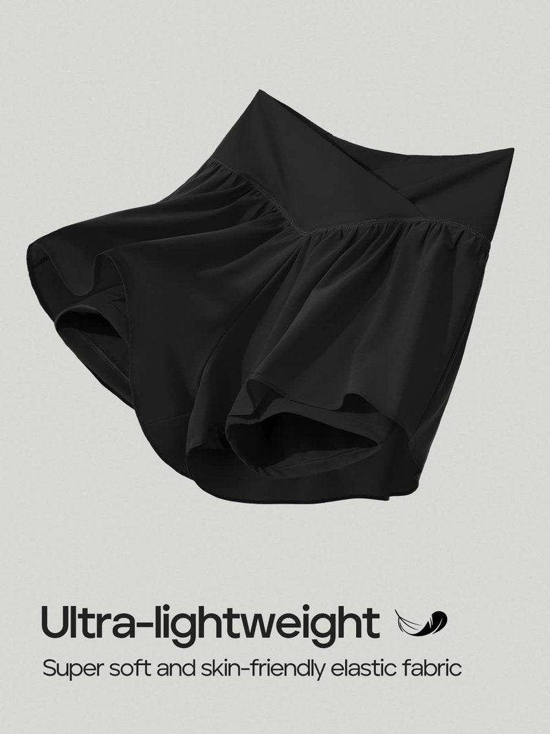 Ewedoos Athletic Shorts for Women Flowy Running Shorts for Women High Waisted Butterfly Preppy Clothes Skorts for Woman Black