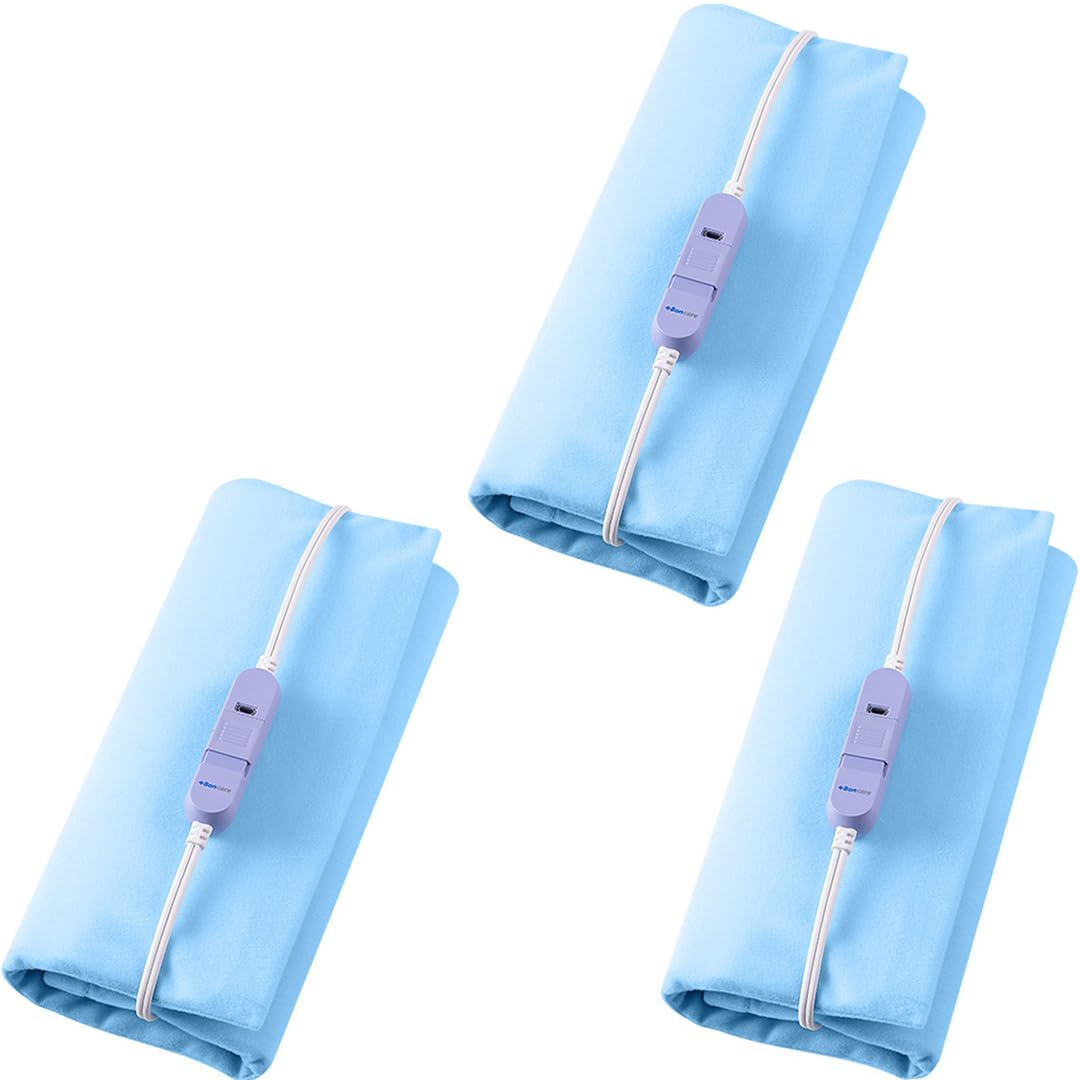 Boncare Stay On NO Auto-Off Hot Heating Pad for Cramps and Back Pain Relief Boncare Fomentera Electrica Lumbar Moist & Dry Heat Washable Cover (Sky Blue) (12"x15", 1.00, Count)