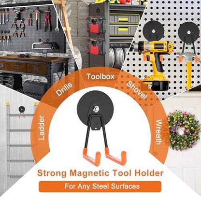 ENUODA Strong Magnetic Hooks Heavy Duty Rare Earth Magnet Garage Hooks Storage Hook Utility Large Magnet Tool Holder for Hanging Broom, Mop, Shovel, Drill, Toolbox, Cruise, Container, Tool Chest, 2PCS