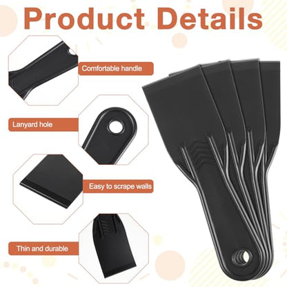 8PCS Plastic Putty Knives, Flexible Plastic Putty Knife Scraper, Black Paint Scraper Spackle Tool for Taping Drywall Wall Painting, Repairing Walls, Pasting Plaster