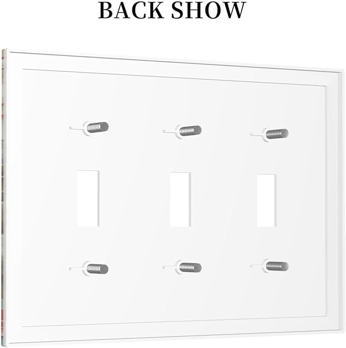 Asian Palace Traditional Bridge Cherry Blossoms Light Switch Covers 3 Gang Triple Toggle Wall Plate Decorative Switchplate Electrical Faceplate for Farmhouse Living Decor