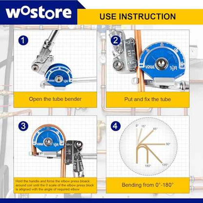 Wostore 1/2" Heavy Duty Tubing Bender Tube Bender Roller 180¡Æ HVAC Copper Tool for Copper Pipe, Aluminum Pipe, Iron Pipe, Stainless Steel Pipe