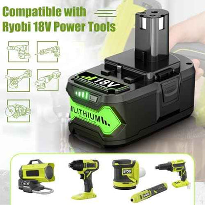 Upgraded 8.0Ah 2Packs P108 18V Battery Compatible with Ryobi 18V ONE+ Battery P102 P103 P104 P105 P107 P109 P122 PBP005 PBP004 PBP003 PBP002 RB18L50 BPL1820 Cordless Power Tools with LED Indicator