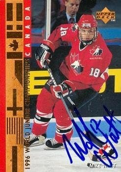 Autograph Warehouse 67533 Mike Watt Autographed Hockey Card Team Canada 1996 Upper Deck No. 536