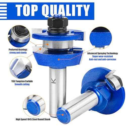2Pcs Shaker Style Rail and Stile Router Bits Set 1/2 Inch Shank,Professional Carbide Shaker Door Raised Panel Router Bit Set for Cabinet Doors